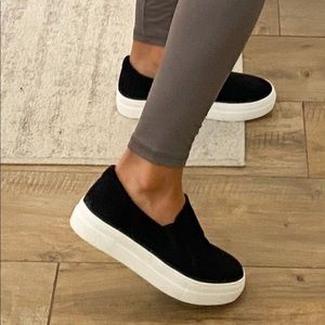 SHOP TALULAH Black Suede Platform Slip-On Sneaker